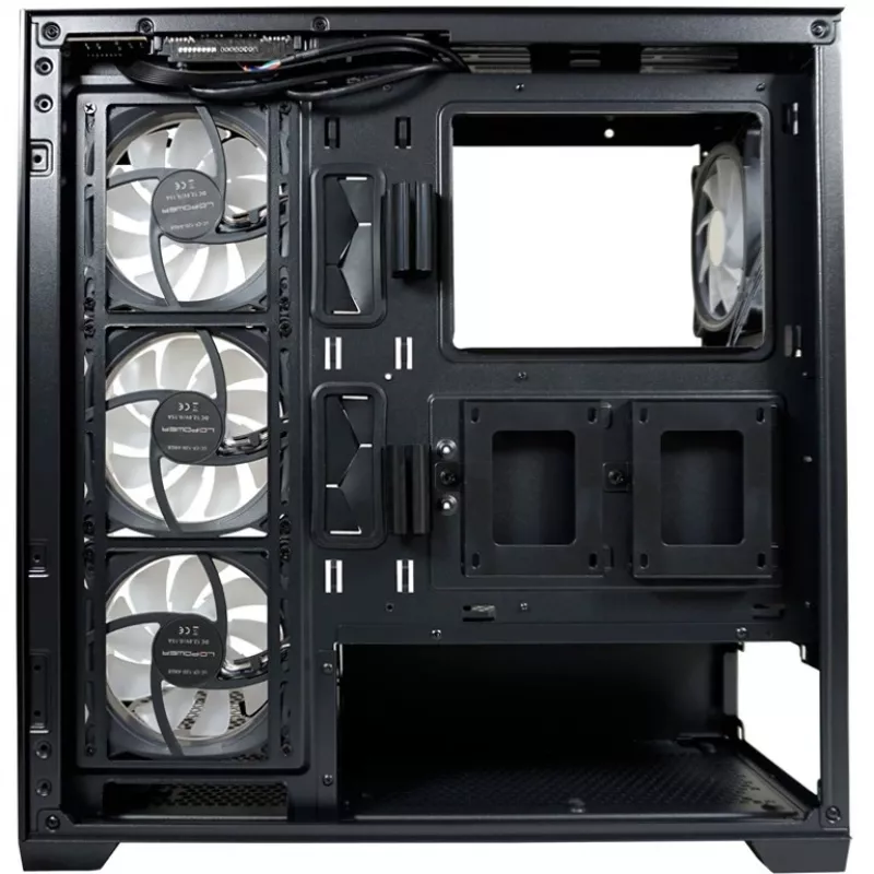 LC-Power behuizing MidiTower 715B zwart USB3.2/audio zonder voeding SEAMLESS_X (LC-715B-ON)