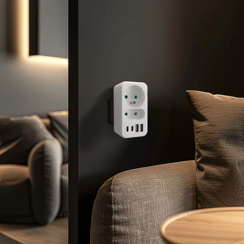 Power splitter MACLEAN MCE249 F/W – 2x stopcontacten (16A + 6A) en 4x USB (2x A, 2x C PD 20W)