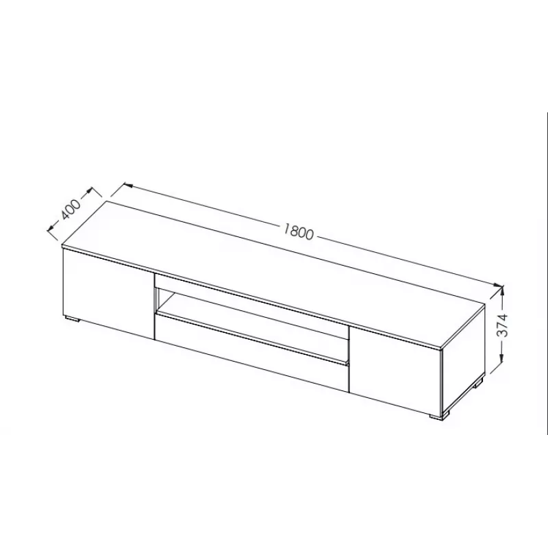 Cama TV-standaard VIVA 180 wit/wit glanzend + zwart