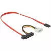 Delock - SATA-/SAS-kabel - SAS 12Gbit/s - interne stroomvoorziening, 4-polig, intern SAS, 29-polig (SFF-8482) naar SATA (W) - 50 cm