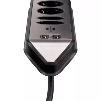 Brennenstuhl estilo hoekstekkerdoos 4-voudig, zwart 2x randaarde stopcontacten, 2x euro stopcontacten, incl. USB-oplaadfunctie