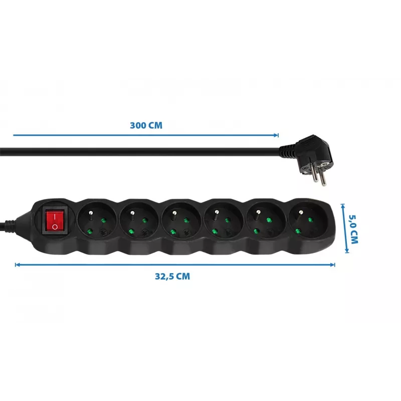 Esperanza ELK218K stroomverlenging 3 m 6 AC-stopcontact(en) binnen zwart