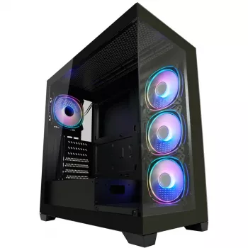 LC-Power behuizing MidiTower 715B zwart USB3.2/audio zonder voeding SEAMLESS_X (LC-715B-ON)