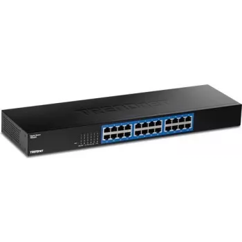 TRENDnet 24-poorts gigabit switch, TEG-S25, 24 x gigabit RJ-45 poorten, 48 Gbit/s switching-capaciteit, ventilatorloos ontwerp, metalen behuizing, interne voeding