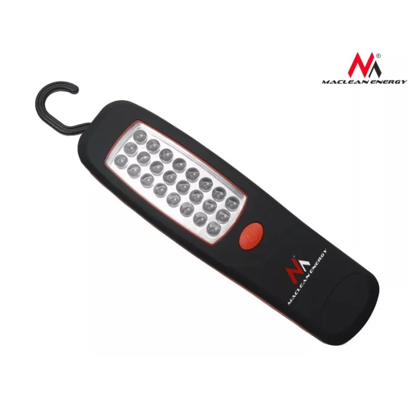 Werkplaatslamp MACLEAN MCE03 — 24 LED's, magneetvoet en haak, op batterijen (3×AAA)