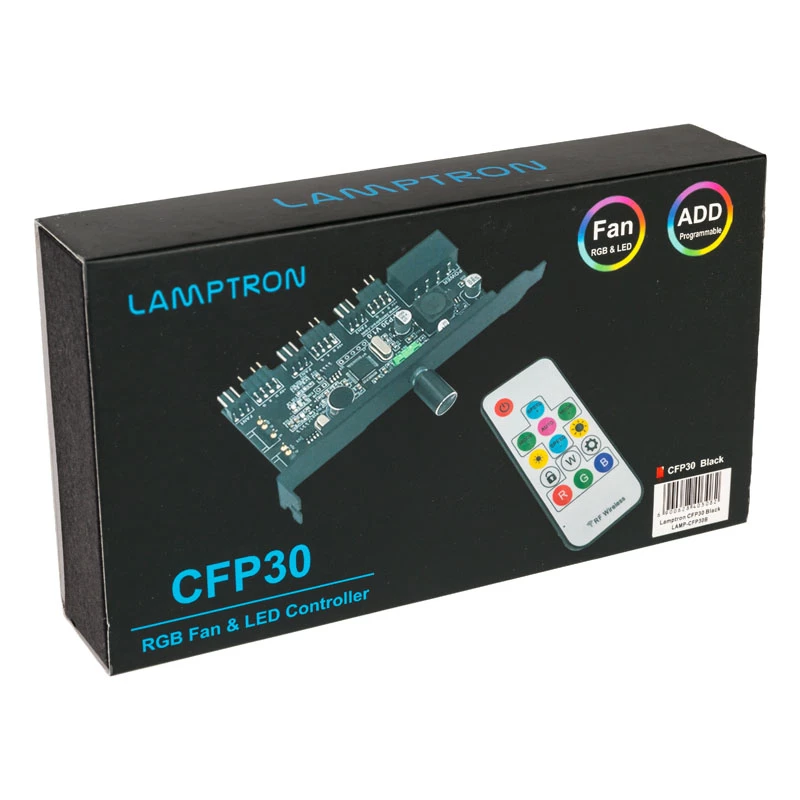 PCI-slot ventilator- en RGB-LED-controller Lamptron CFP30, zwart
