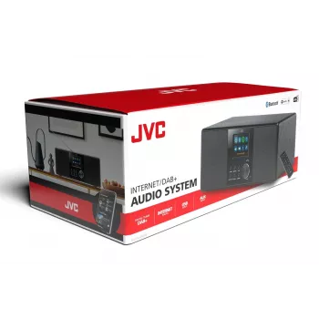 Internetradio JVC RA-E981B — Wi‑Fi- & Bluetooth-streaming, DAB+, FM, 2x5W, 40 zendergeheugens, USB, AUX, LCD-display