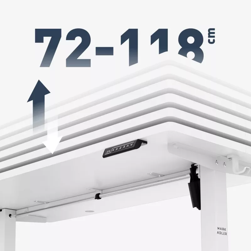 Bureau mark adler Leader 7.3 wit — in hoogte verstelbaar ergonomisch werkstation