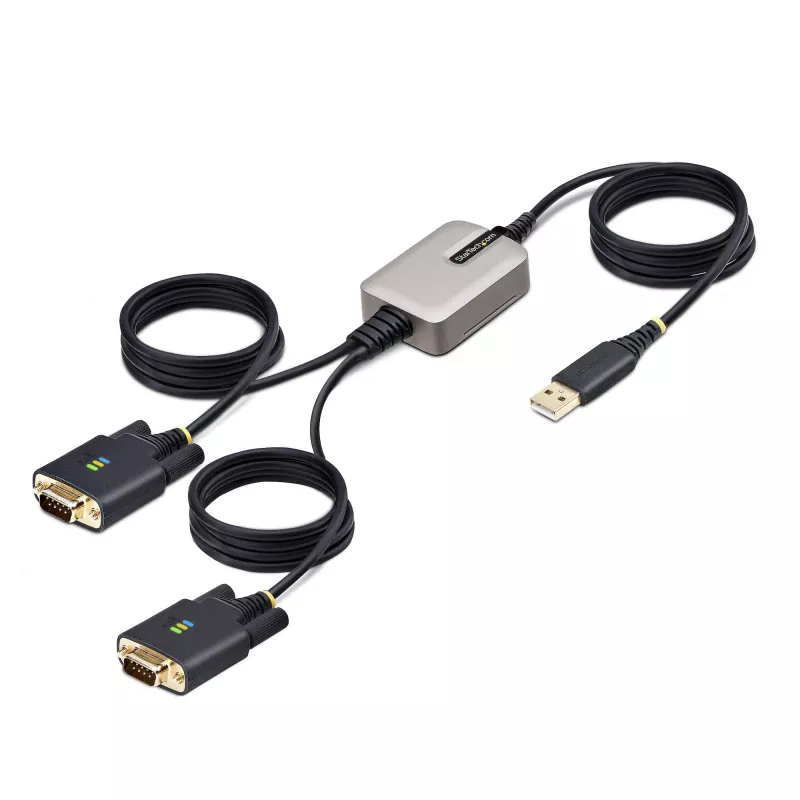 StarTech.com 13ft (4m) 2-poorts USB-naar-serieel adapterkabel, verwisselbare DB9 schroeven/moeren, COM-behoud, USB-A naar DB9 RS232, FTDI, Level-4 ESD-bescherming, Windows/macOS/ChromeOS/Linux – robuuste TPE-constructie
