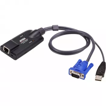 ATEN USB - VGA naar Cat5e/6 KVM-adapterkabel (CPU-module), PS/2, PS/2, VGA, zwart, blauw, metaalkleur, RJ-45, 1 x RJ-45