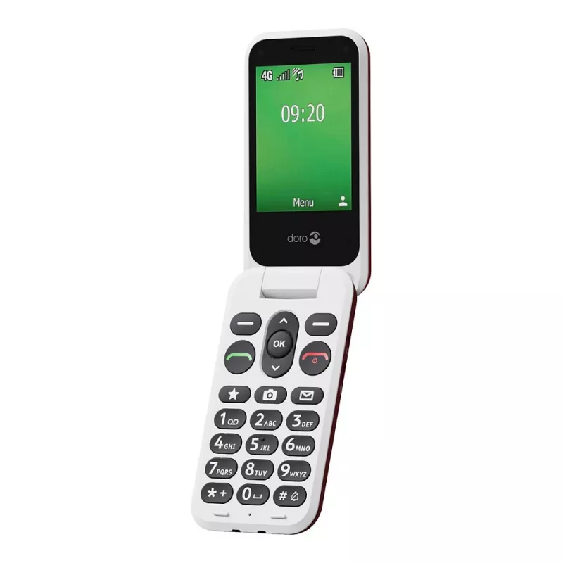 Feature-Phone Doro Leva E22 Klaptelefoon, 2,8 inch (7,11 cm) display, Single SIM, 0,3 MP camera, 1150 mAh, 127,8 g, rood/wit