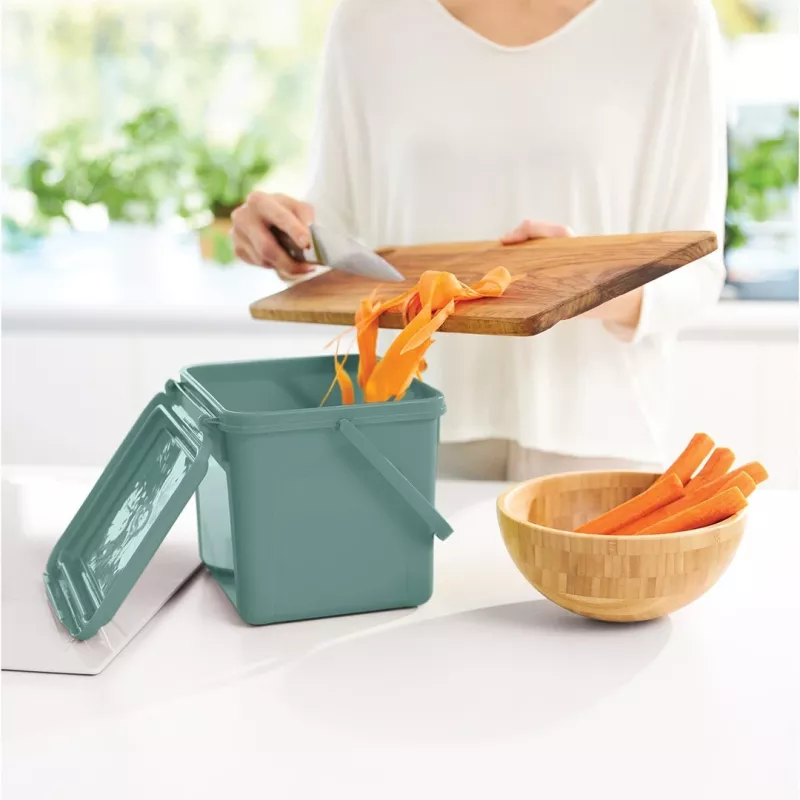 Afvalscheidingsbak rotho groen 4,5 l – compacte technopolymeer recyclingbak met ophanggat