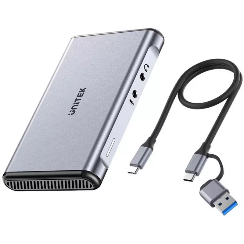 Unitek V1177AGY01 videocapturekaart, 4K@60Hz, HDMI, USB-C, 3,5 mm minijack, grijs