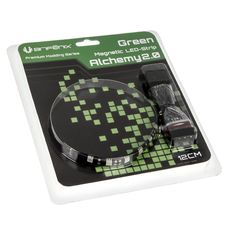 Indoor LED-lichtstrip BitFenix Alchemy 2.0 120 mm, groen, 6 LEDs, PVC/PU/koper