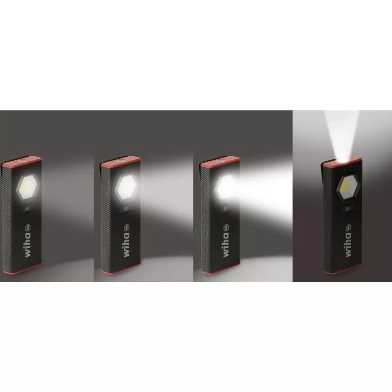 Wiha 45699 handlamp 1200 lm, zwart/rood, met aan-/uitsensor