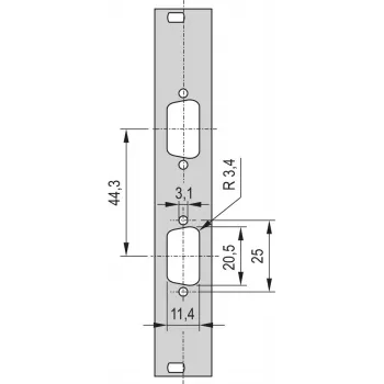 SCHROFF frontplaat SUB-D uitsparing - DEELFRONTPL.3HE 4TE 2X9 DC (30118336)