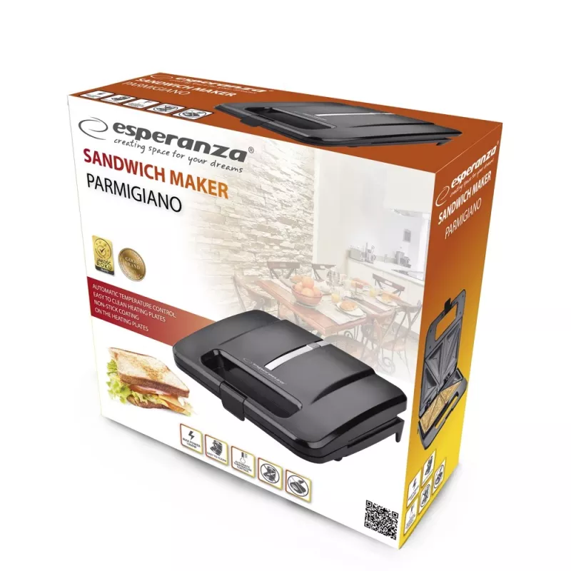 Esperanza PARMIGIANO EKT010 tosti-ijzer, 1000 W, zwart