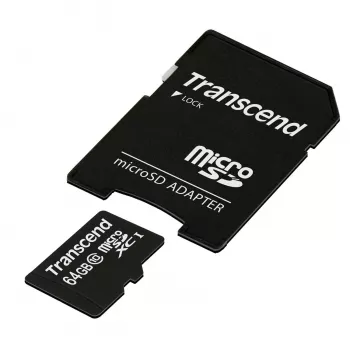 Flashgeheugen Transcend 64GB MicroSDXC Class 10 adapter