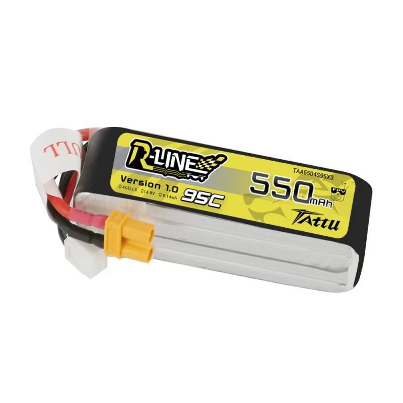 Accu Tattu R-Line 550mAh 14,8V 95C 4S1P — LiPo-pack voor RC-modellen