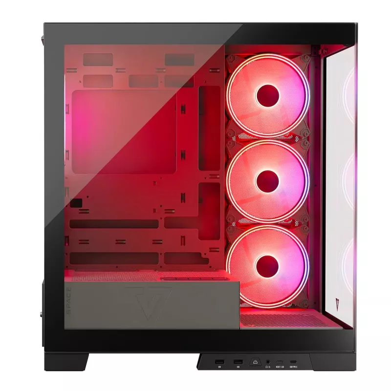 Pc-behuizing MODECOM Volcano SPACE APEX ARGB midi tower, gehard glas, USB-C, ondersteunt ATX/microATX/Mini-ITX, GPU tot 430 mm, CPU-koeler tot 180 mm