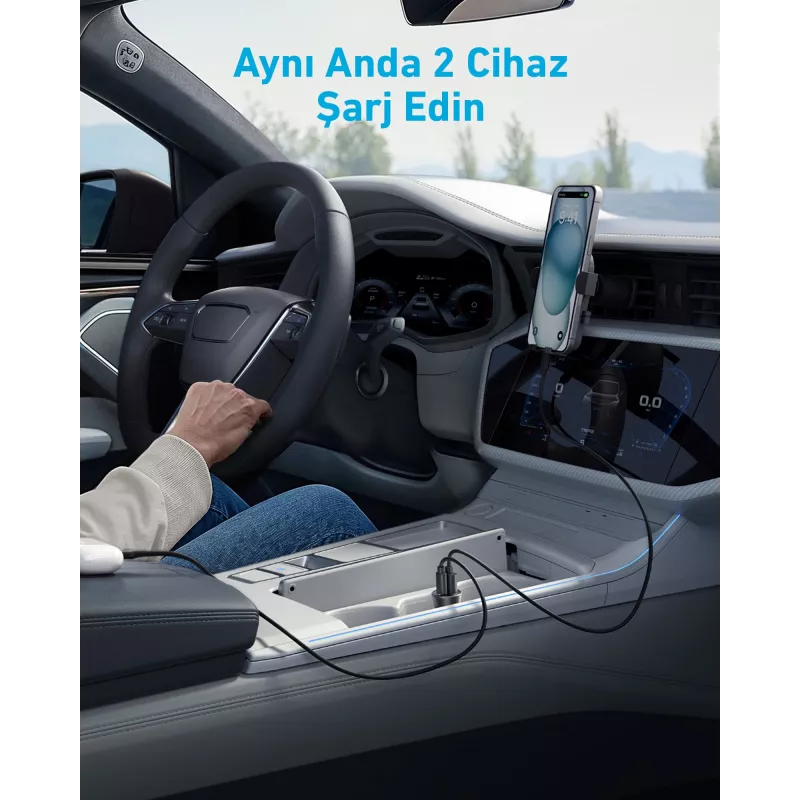 Anker autolader 30 W 2 poorten zwart snelopladen