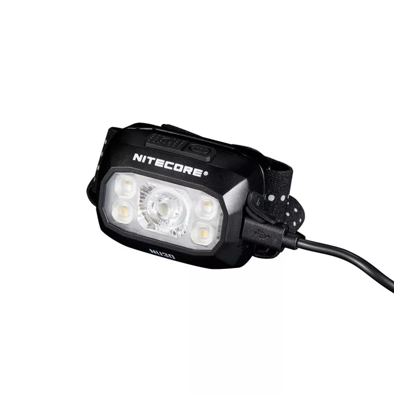Hoofdlamp Nitecore NU30 — compacte, draagbare LED-hoofdlamp, tot 500 lumen, meerdere vermogensstanden, roodlichtmodus