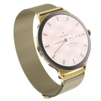 Smartwatch Garett Verona 2 Gold Mesh met Bluetooth en hartslagmeter