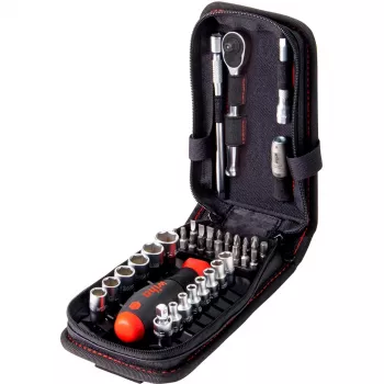 Wiha 44684 dop- en bitset 1/4 inch, 40-delig, in riemtas