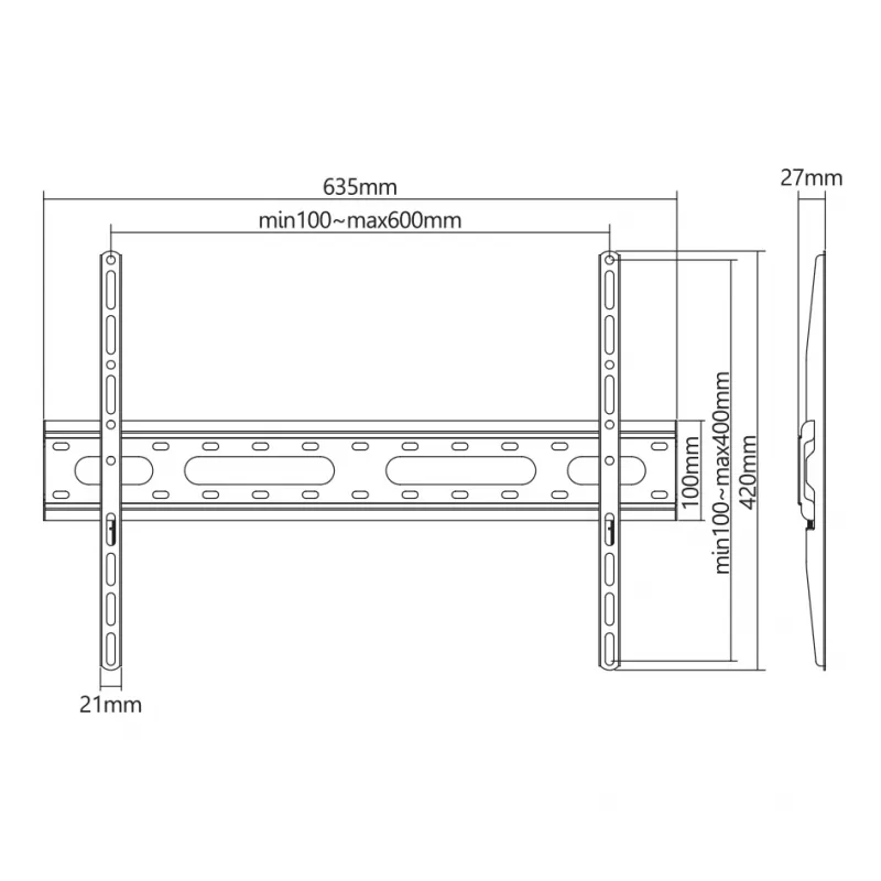 Sbox PLB-2546F-2 vaste tv-wandbeugel, 37-80 inch, tot 45 kg, VESA 600x400