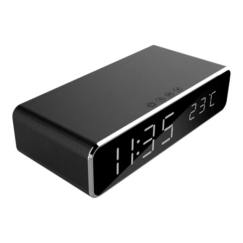 Digitale wekker GEMBIRD DAC-WPC-01 met LCD-display, zwart aluminium behuizing, netvoeding