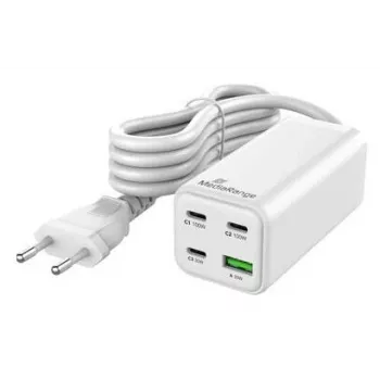 MediaRange MRMA124 mobiele oplader 100W AC, 3x USB-C, 100–240V ingang, 1,5 m kabel, wit