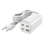 MediaRange MRMA124 mobiele oplader 100W AC, 3x USB-C, 100–240V ingang, 1,5 m kabel, wit