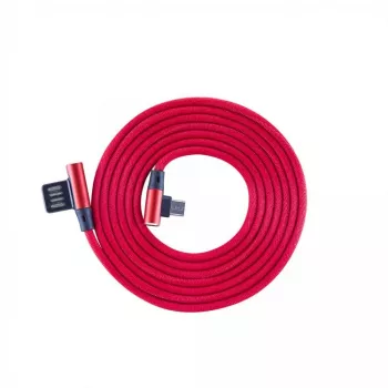 Sbox USB->Micro USB 90 M/M 1,5m USB-MICRO-90R aardbeirood