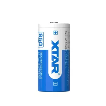 Oplaadbare Li-Ion-batterij XTAR 16340 3,7 V 850 mAh — 34 mm × 16,5 mm, 1 stuk