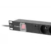 Stroomverdeeleenheid LANBERG PDU-06E-0200-BK — 6x Type-E-uitgangen, 16 A, 2 m kabel, 1HE rack, 220–250 V