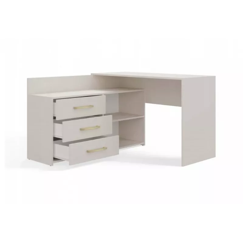 Hoekbureaublad e shop DANY Kaszmir beige — hoekwerkplek, compacte indeling