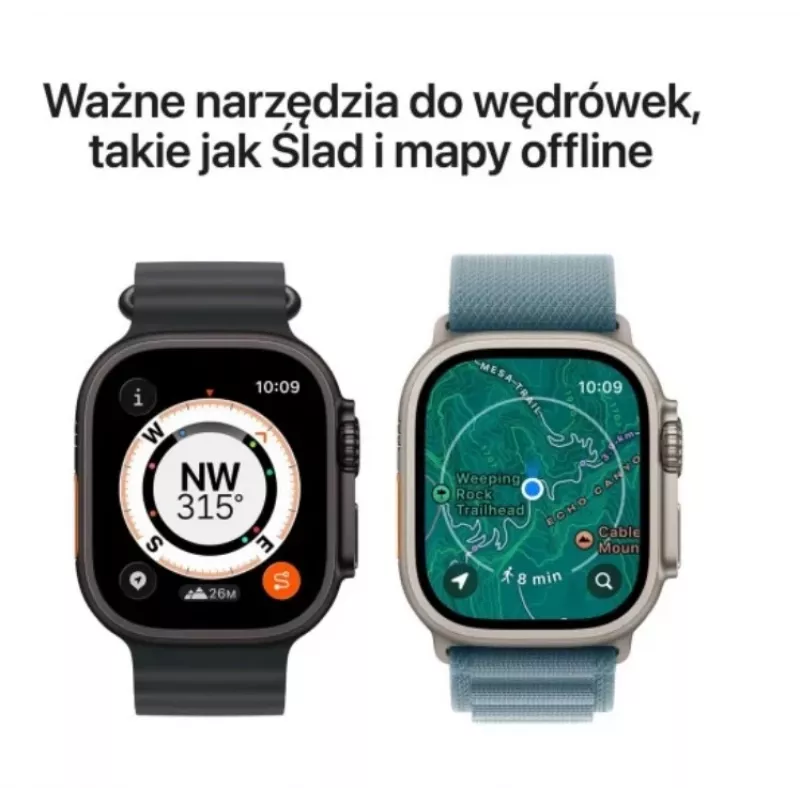 Smartwatch Apple Watch Ultra 3 GPS + Cellular 49 mm Natural Titanium behuizing met Light Blue Alpine Loop (Klein)