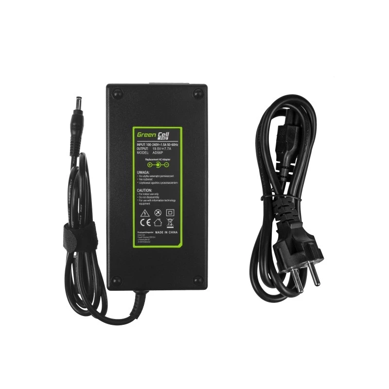 Voeding Green Cell AD56P 150W 19,5V 7,7A voor ASUS laptops, binnen, zwart