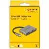 USB-hub DELOCK 64337 — USB 3.2 Gen 2 Type-C-host, 3 poorten (Type-C + 2× Type-A), 10 Gbit/s, grijs, metalen behuizing