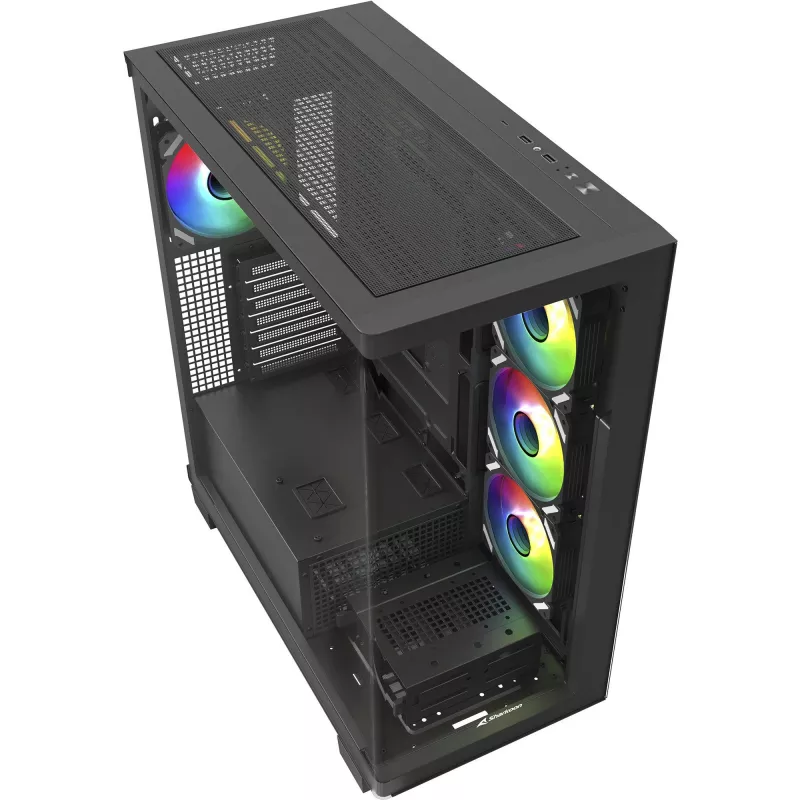 ELITE SHARK CA500, tower-behuizing zwart, 2x gehard glas