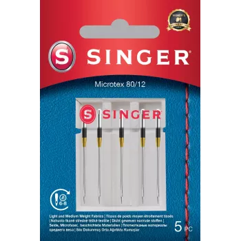 Naald Microtex SINGER 250053203 maat 80/12 – fijne, scherpe naald voor precies naaien op lichte stoffen