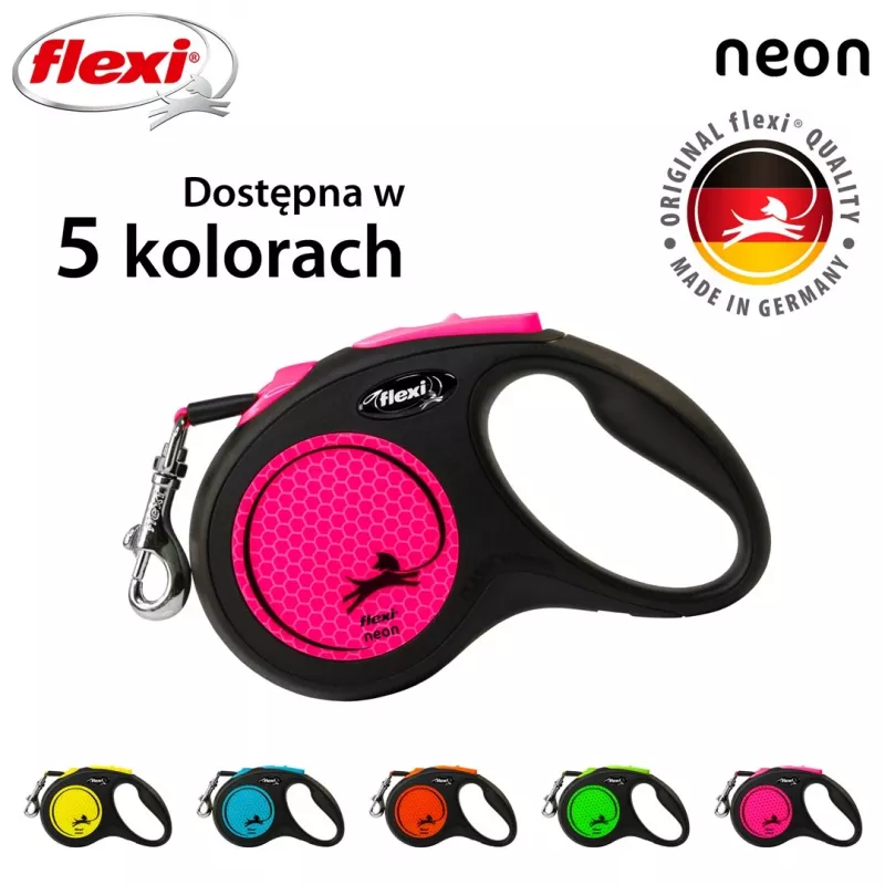 Flexi New Neon S 5 m honden-automatische riem