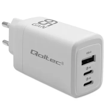 GaN-oplader QOLTEC 51822 65W 2×USB-A 2×USB-C
