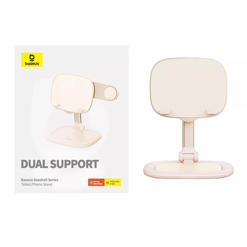 Tablet- en telefoonstandaard Baseus Seashell Series roze – in hoogte verstelbaar, licht