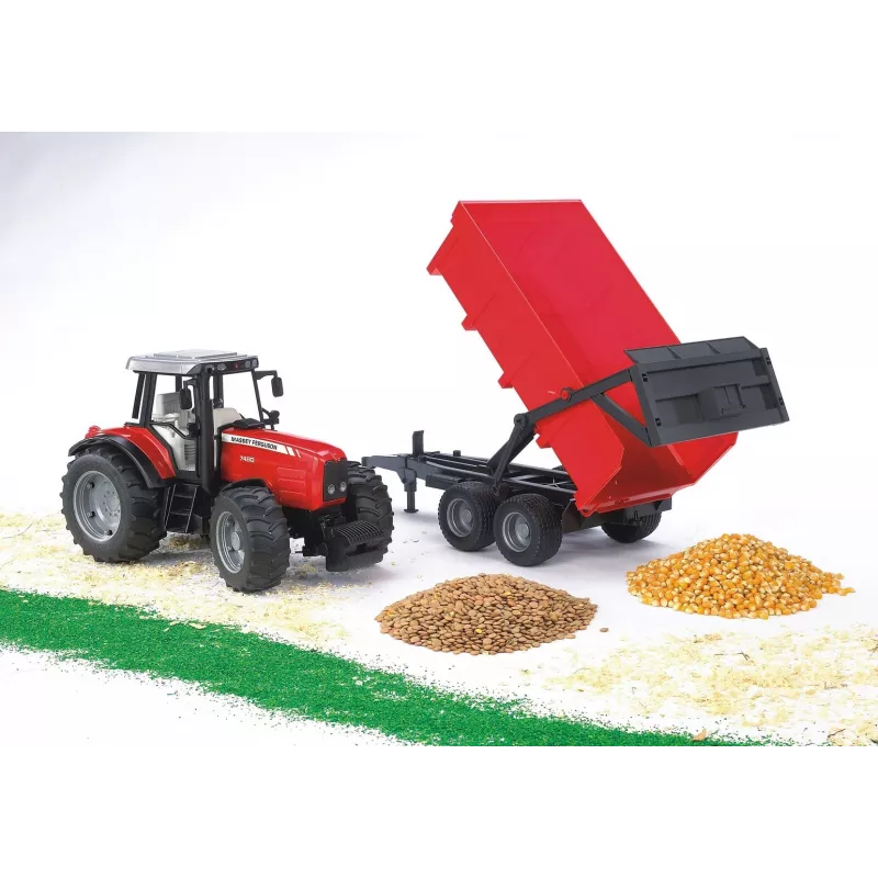 Tractormodel BRUDER Massey Ferguson 7480 met kiepwagen