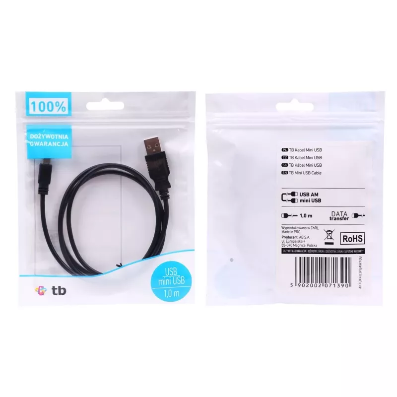 Kabel USB - Mini-USB 1 m, zwart