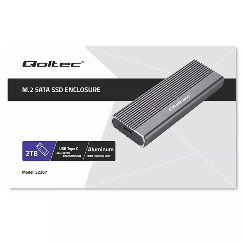 Qoltec behuizing voor M.2 SATA (NGFF) SSD, USB-C