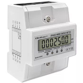 Driefasige elektronische meter QOLTEC 50992 400V 100A