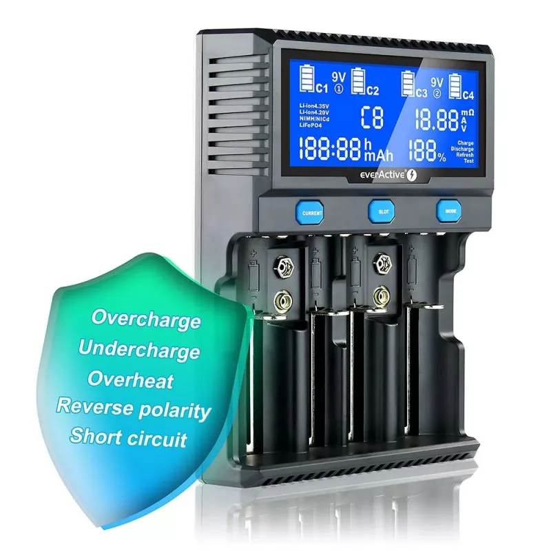 everActive UC-4200 lader voor cilindrische Li-ion- en Ni-MH-accu's