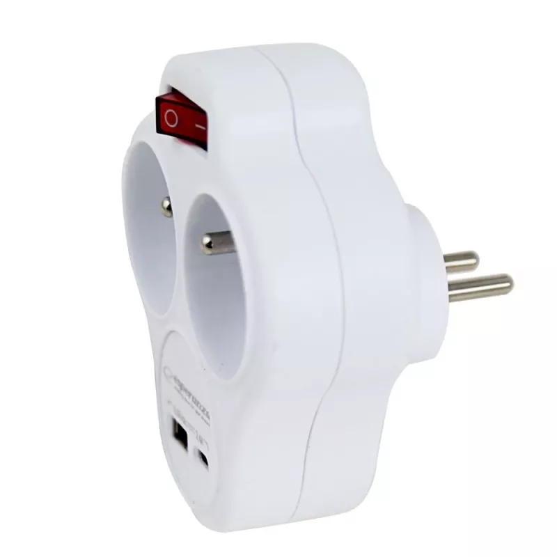 Esperanza ELK311W elektrische splitter 2 GN. USB-C USB-A IN. wit